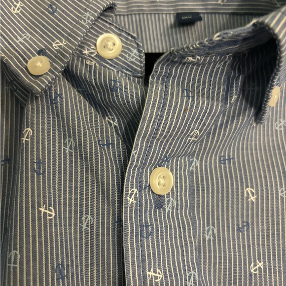 Nautica Mens XXL Slim Fit Blue White Pinstripe Anchor Button Down Long Sleeve - Picture 3 of 6